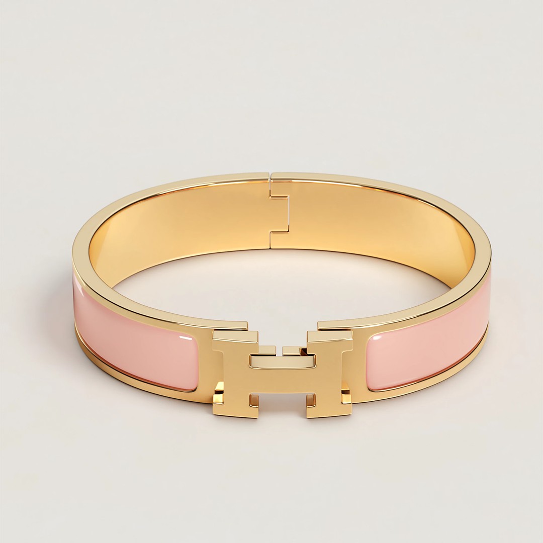 Hermes Clic H Bracelet Plain Enamel Rose Gold Rose Candeur H700001FO1ZPM - Image 6