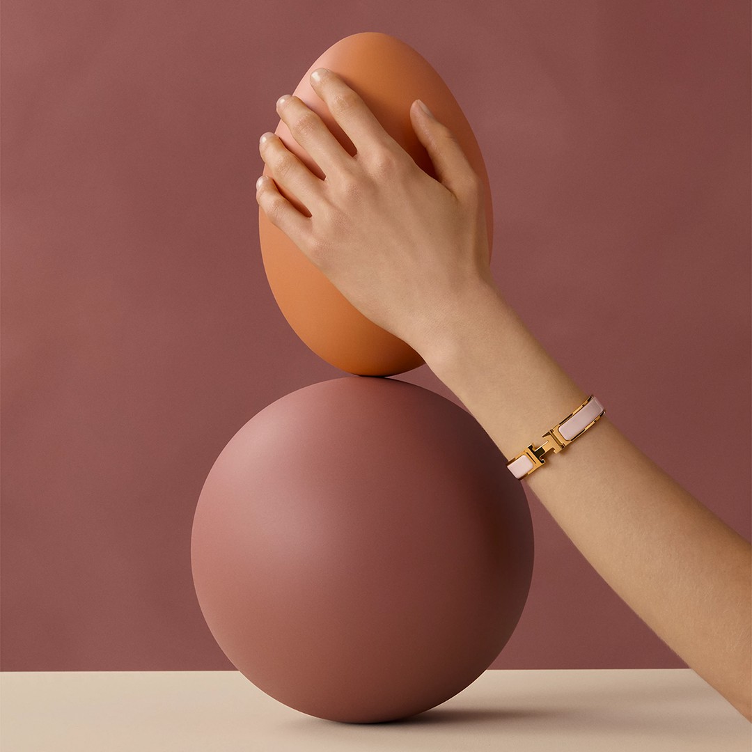 Hermes Clic H Bracelet Plain Enamel Rose Gold Rose Candeur H700001FO1ZPM - Image 5