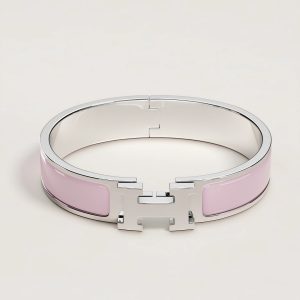 Hermes Clic H Bracelet Plain Enamel Rose Gold Rose Candeur H700001FO1ZPM - Image 4