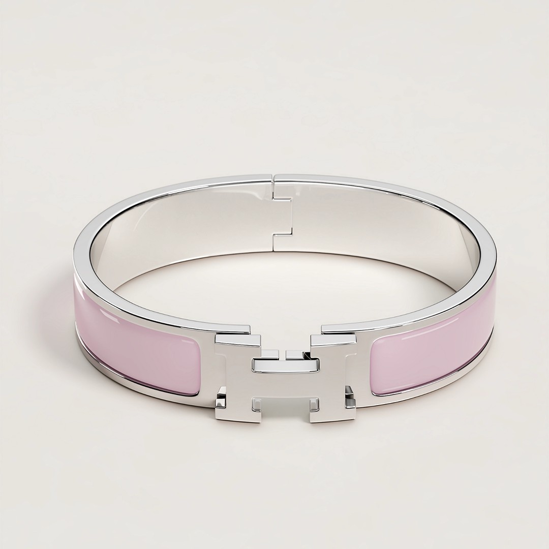 Hermes Clic H Bracelet Plain Enamel Rose Gold Rose Candeur H700001FO1ZPM - Image 4
