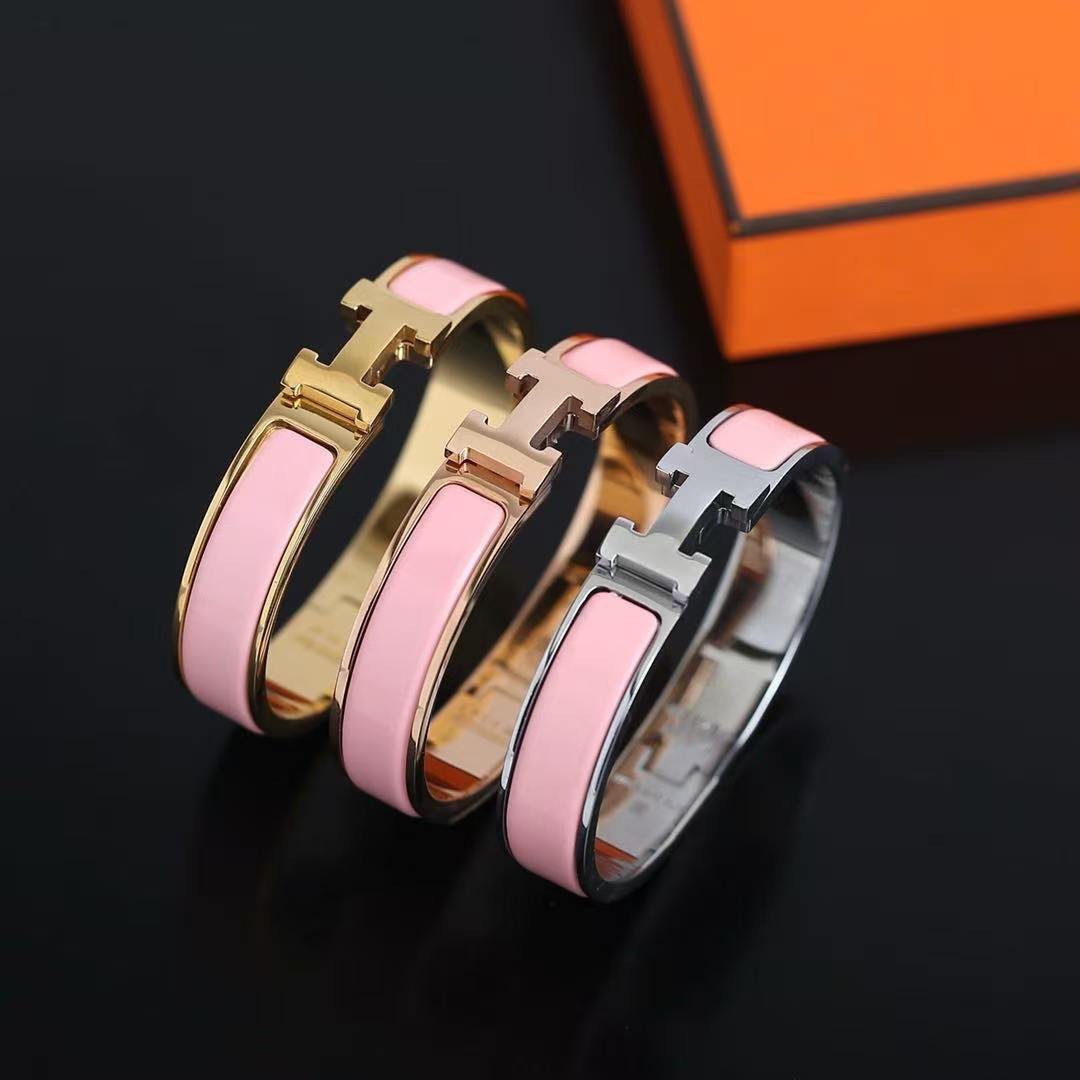Hermes Clic H Bracelet Plain Enamel Silver Rose Fever H700001FP6OGM - Image 2