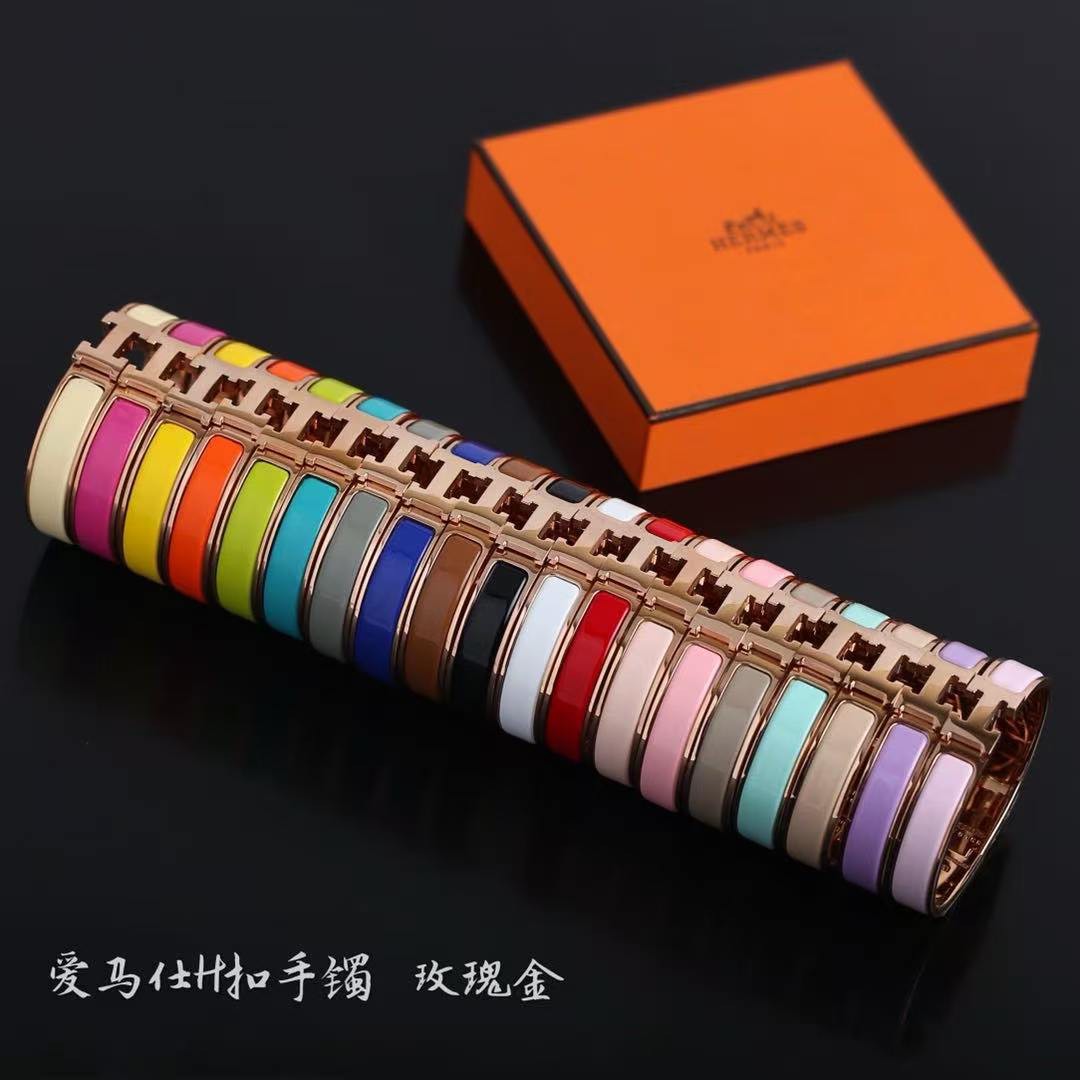 Hermes Clic H Bracelet Plain Enamel Silver Rose Fever H700001FP6OGM - Image 4