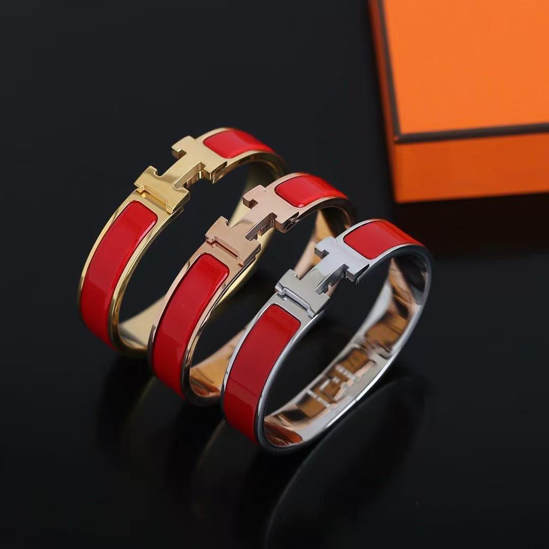 Hermes Clic H Bracelet Plain Enamel Silver Rouge Amarante H700001FP94PM - Image 2