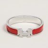 Hermes Clic H Bracelet Plain Enamel Silver Rouge Amarante H700001FP94PM