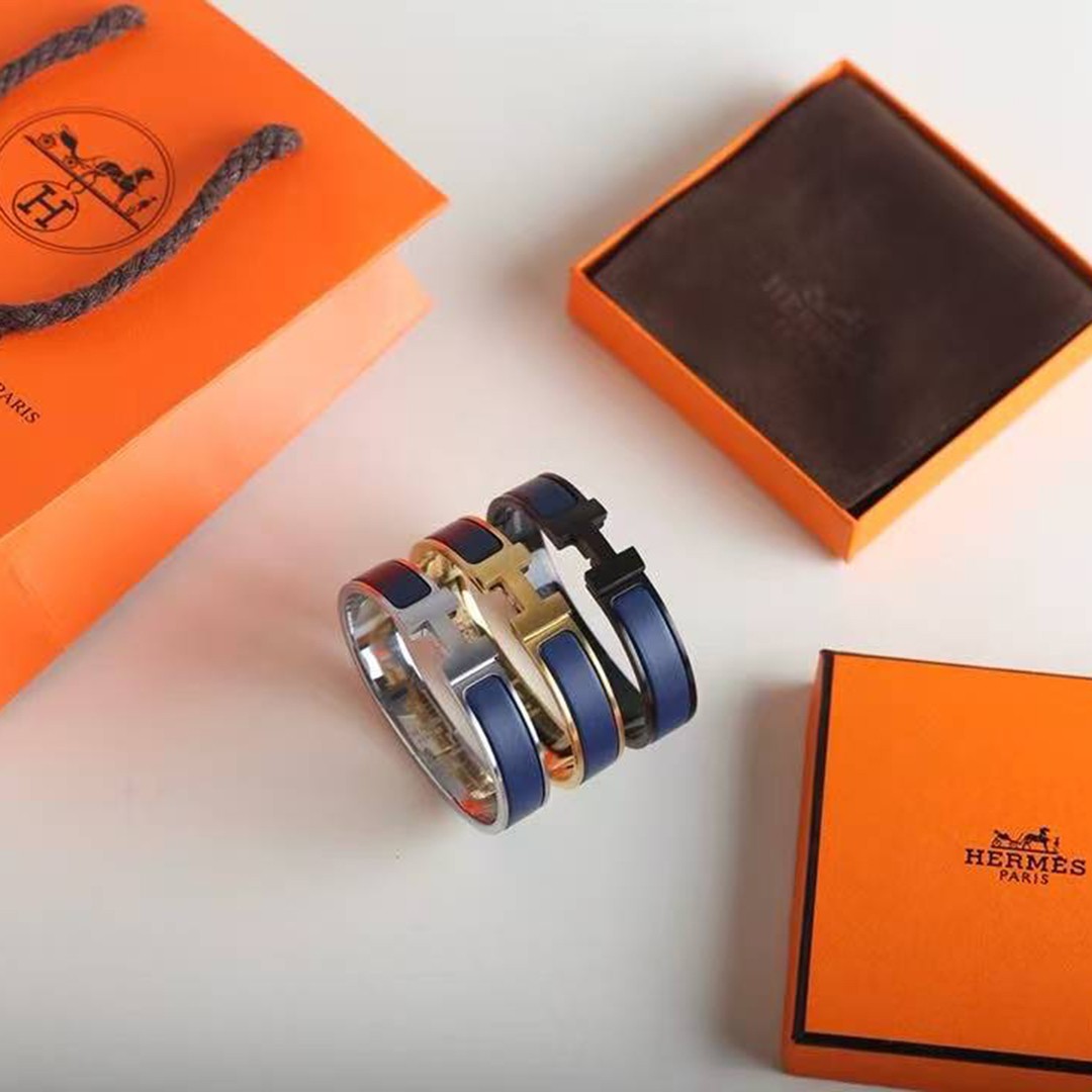 Hermes Clic H Bracelet Plain Enamel Silver Ultramarine H700001FP87GM - Image 2