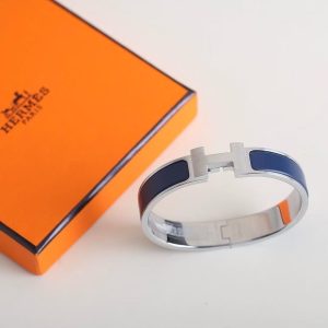 Hermes Clic H Bracelet Plain Enamel Silver Ultramarine H700001FP87GM - Image 7