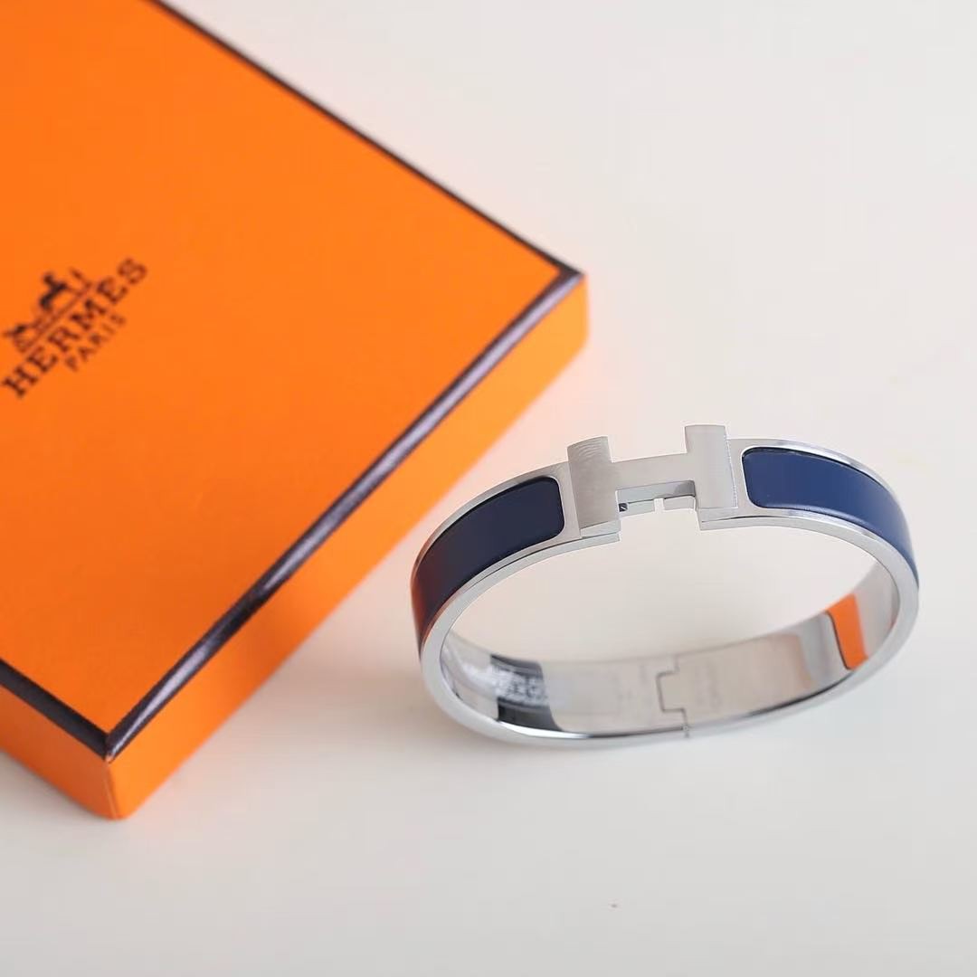 Hermes Clic H Bracelet Plain Enamel Silver Ultramarine H700001FP87GM - Image 7