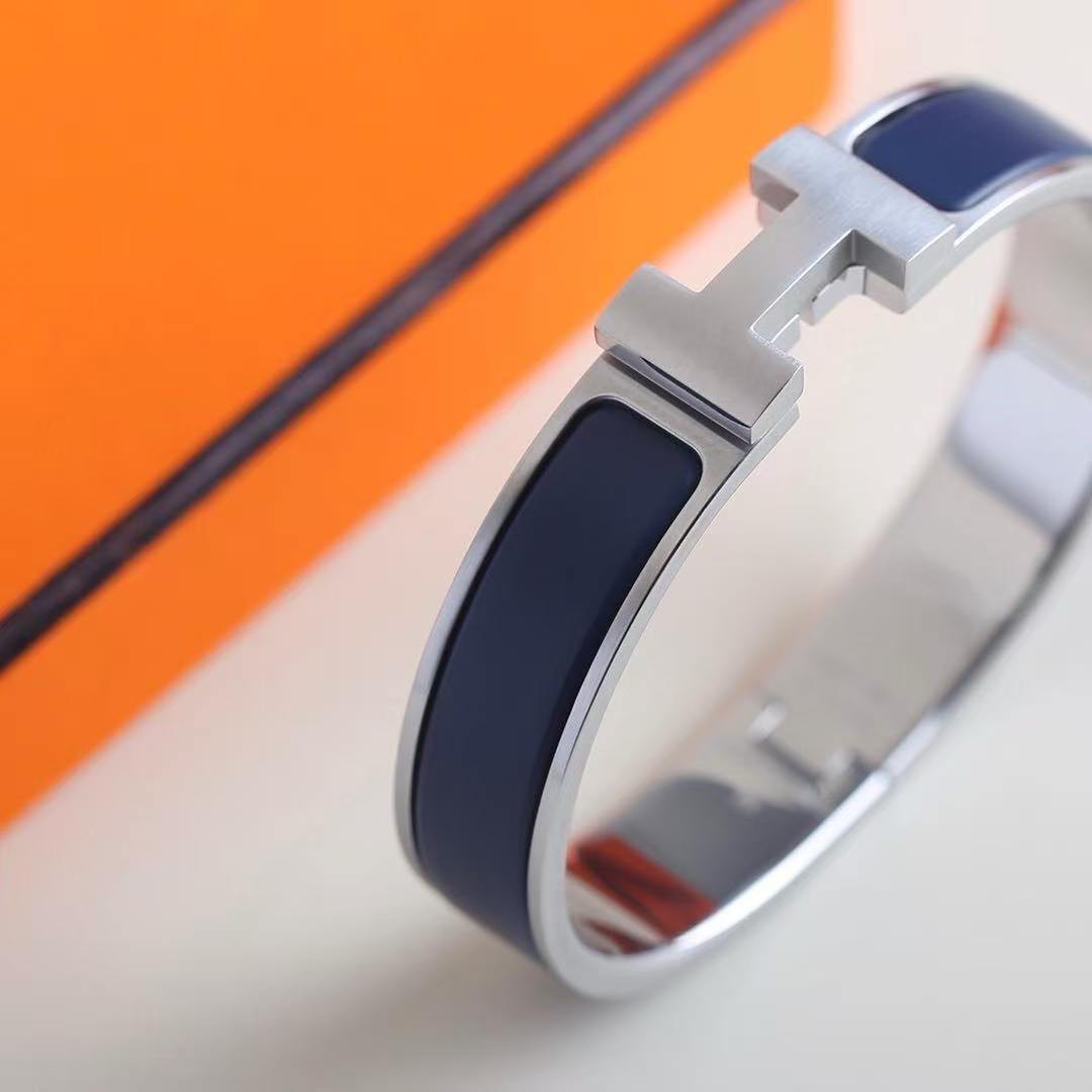 Hermes Clic H Bracelet Plain Enamel Silver Ultramarine H700001FP87GM - Image 5