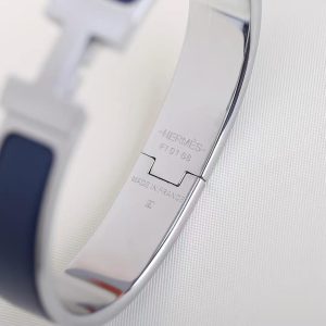 Hermes Clic H Bracelet Plain Enamel Silver Ultramarine H700001FP87GM - Image 4