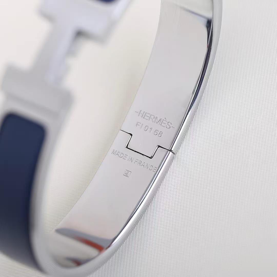Hermes Clic H Bracelet Plain Enamel Silver Ultramarine H700001FP87GM - Image 4