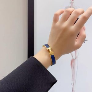 Hermes Clic H Bracelet Plain Enamel Silver Ultramarine H700001FP87GM - Image 3