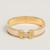 Hermes Clic H Bracelet Plain Enamel Yellow Gold Crème H700001F 85PM