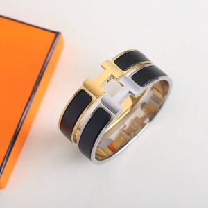 Hermes Clic H Bracelet Plain Enamel Yellow Gold Noir H700001F 01GM - Image 13