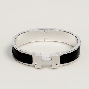 Hermes Clic H Bracelet Plain Enamel Yellow Gold Noir H700001F 01GM - Image 5