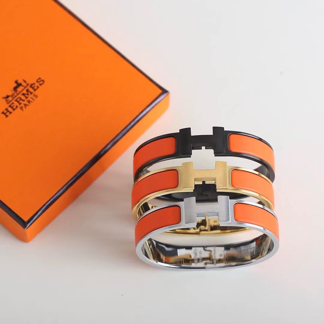 Hermes Clic H Bracelet Plain Enamel Yellow Gold Orange Fruité H700001F 8AGM - Image 8