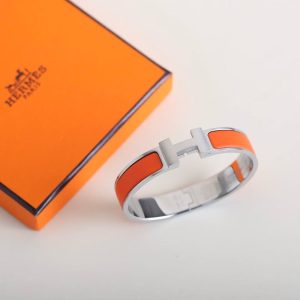 Hermes Clic H Bracelet Plain Enamel Yellow Gold Orange Fruité H700001F 8AGM - Image 7