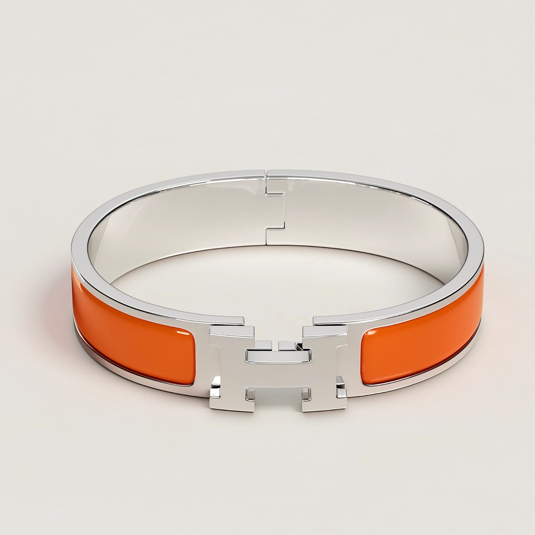 Hermes Clic H Bracelet Plain Enamel Yellow Gold Orange Fruité H700001F 8AGM - Image 2