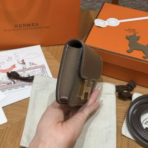 Hermes Constance Slim Wallet Handmade In Epsom Calfskin Leather Gold Hardware 18 Etoupe - Image 22
