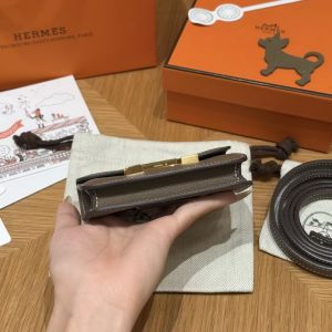Hermes Constance Slim Wallet Handmade In Epsom Calfskin Leather Gold Hardware 18 Etoupe - Image 20