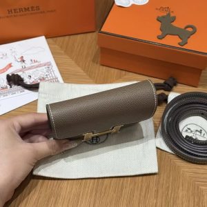 Hermes Constance Slim Wallet Handmade In Epsom Calfskin Leather Gold Hardware 18 Etoupe - Image 19