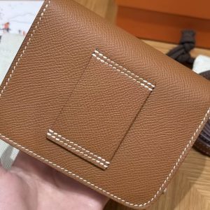 Hermes Constance Slim Wallet Handmade In Epsom Calfskin Leather Gold Hardware 37 Gold - Image 21
