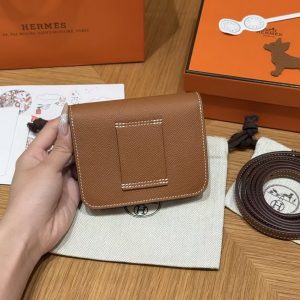Hermes Constance Slim Wallet Handmade In Epsom Calfskin Leather Gold Hardware 37 Gold - Image 13
