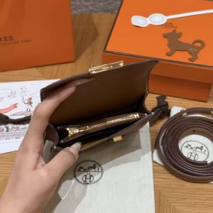 Hermes Constance Slim Wallet Handmade In Epsom Calfskin Leather Gold Hardware 37 Gold - Image 9