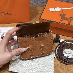 Hermes Constance Slim Wallet Handmade In Epsom Calfskin Leather Gold Hardware 37 Gold - Image 7