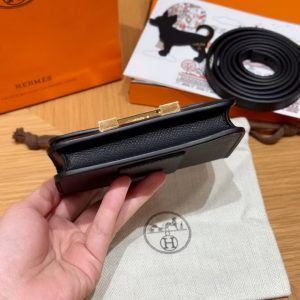 Hermes Constance Slim Wallet Handmade In Epsom Calfskin Leather Gold Hardware 89 Noir - Image 12