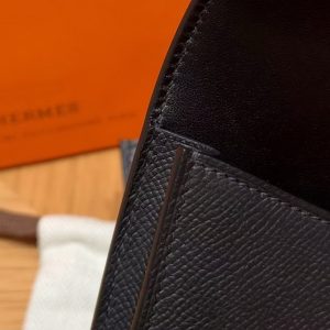 Hermes Constance Slim Wallet Handmade In Epsom Calfskin Leather Gold Hardware 89 Noir - Image 6
