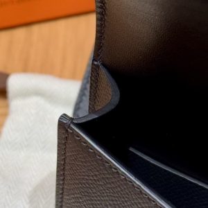 Hermes Constance Slim Wallet Handmade In Epsom Calfskin Leather Gold Hardware 89 Noir - Image 5
