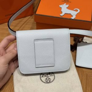 Alternative view of Hermes Constance Slim Wallet Handmade In Epsom Calfskin Leather Silver Hardware 08 Blue Pale