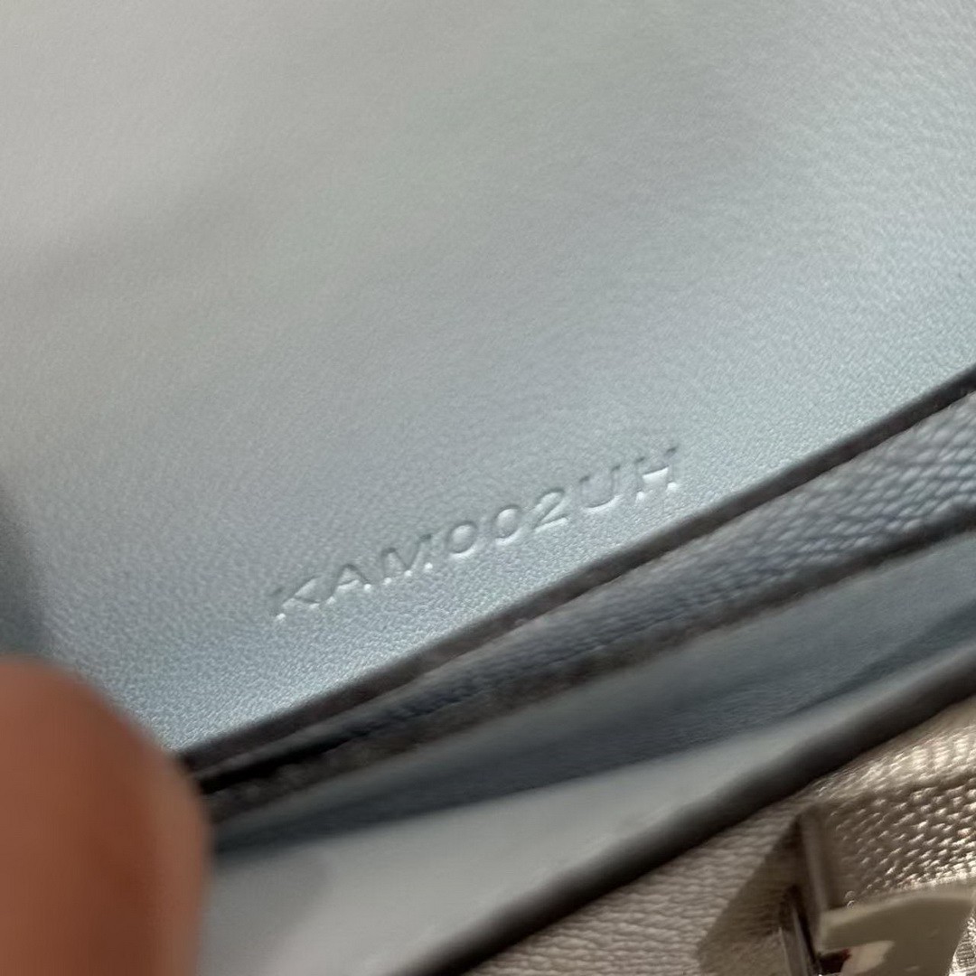 Hermes Constance Slim Wallet Handmade In Epsom Calfskin Leather Silver Hardware 08 Blue Pale - Image 11