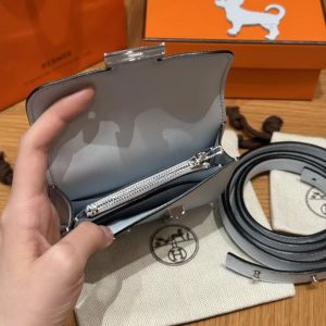 Hermes Constance Slim Wallet Handmade In Epsom Calfskin Leather Silver Hardware 08 Blue Pale - Image 10