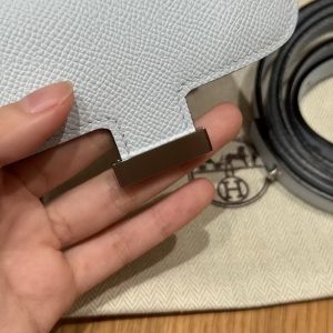 Hermes Constance Slim Wallet Handmade In Epsom Calfskin Leather Silver Hardware 08 Blue Pale - Image 6
