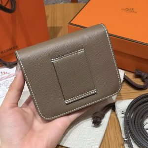 Alternative view of Hermes Constance Slim Wallet Handmade In Epsom Calfskin Leather Silver Hardware 18 Etoupe