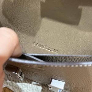 Hermes Constance Slim Wallet Handmade In Epsom Calfskin Leather Silver Hardware 18 Etoupe - Image 15