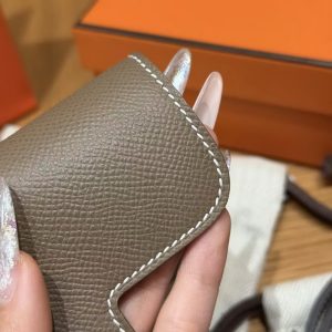 Hermes Constance Slim Wallet Handmade In Epsom Calfskin Leather Silver Hardware 18 Etoupe - Image 11