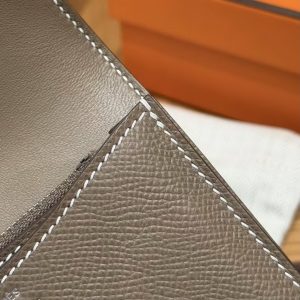 Hermes Constance Slim Wallet Handmade In Epsom Calfskin Leather Silver Hardware 18 Etoupe - Image 10