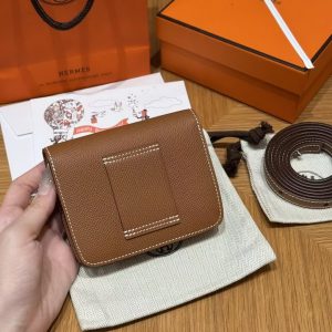 Hermes Constance Slim Wallet Handmade In Epsom Calfskin Leather Silver Hardware 37 Gold - Image 2