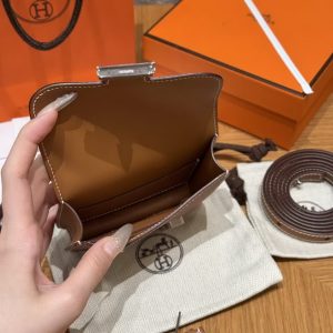 Hermes Constance Slim Wallet Handmade In Epsom Calfskin Leather Silver Hardware 37 Gold - Image 11
