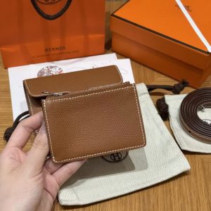Hermes Constance Slim Wallet Handmade In Epsom Calfskin Leather Silver Hardware 37 Gold - Image 8