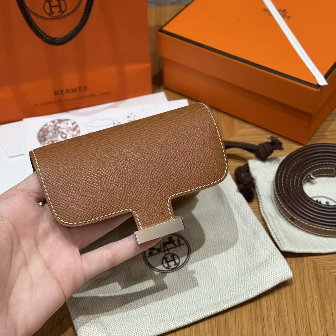 Hermes Constance Slim Wallet Handmade In Epsom Calfskin Leather Silver Hardware 37 Gold - Image 5