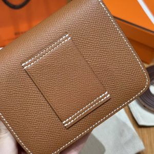 Hermes Constance Slim Wallet Handmade In Epsom Calfskin Leather Silver Hardware 37 Gold - Image 4