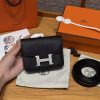 Hermes Constance Slim Wallet Handmade In Epsom Calfskin Leather Silver Hardware 89 Noir