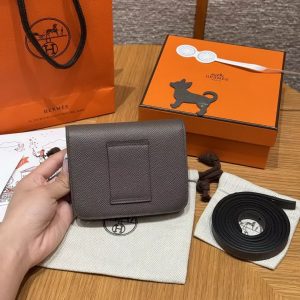 Alternative view of Hermes Constance Slim Wallet Handmade In Epsom Calfskin Leather Silver Hardware 8F Gris Etain