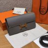 Hermes Constance To Go Wallet Handmade In Epsom Calfskin Leather Gold Hardware 0L Gris Meyer