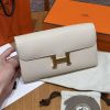 Hermes Constance To Go Wallet Handmade In Epsom Calfskin Leather Gold Hardware 10 Craie