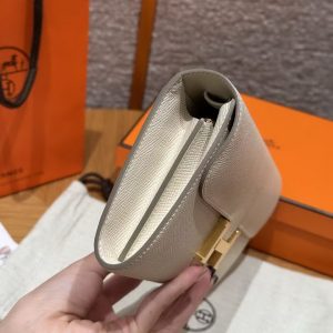 Hermes Constance To Go Wallet Handmade In Epsom Calfskin Leather Gold Hardware 10 Craie - Image 19