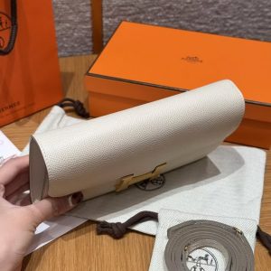 Hermes Constance To Go Wallet Handmade In Epsom Calfskin Leather Gold Hardware 10 Craie - Image 17